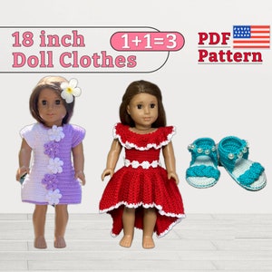Dresses and shoes, Bundle 18 inch Doll Clothes, 18 inch Doll clothes, crochet pattern for 18 inch doll, Buy 2 Get 1 Free
