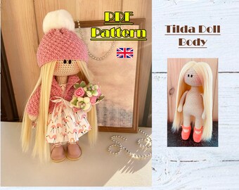 Patrón PDF Muñeca crochet, Muñeca crochet Doll Master Class, Tutorial PDF para hacer muñeca, patrón muñeca tilda