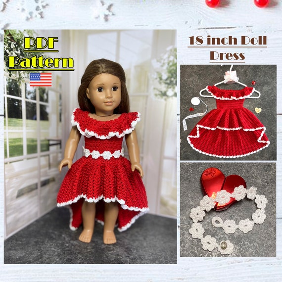 Red Dress for 18 Inch Doll Doll Dress Pattern Crochet Doll Dress 18 Inch Tutorial Doll Dress Crochet Doll Clothes Ag Doll Dress Etsy Canada