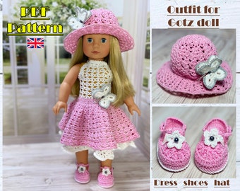 Crochet Outfit for 18 inch dolls, 18 inch doll pattern, Doll Clothes Pattern, Crochet pattern, doll clothing