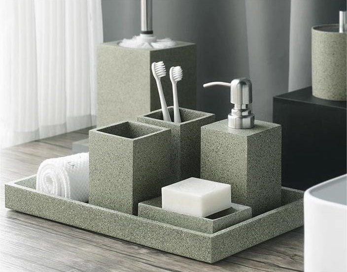 Nat & Jules Mandala Sage Green 4.5 inch Ceramic Soap Pump Toothbrush Holder  Canisters Bathroom Accessories Set of 4