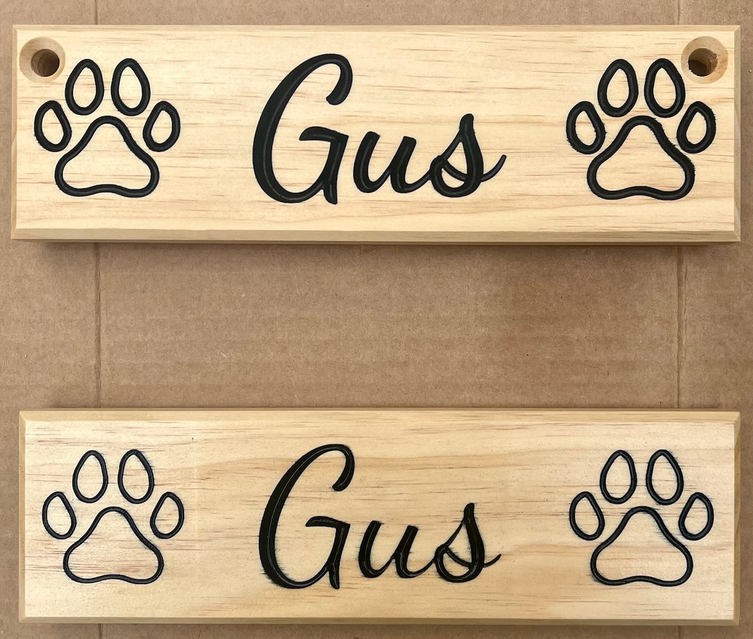 View of Custom Engraved Wooden Dog Name Sign - Etsy