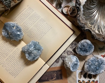 Celestite Crystal Cluster | Raw Celestite Geode | Large Celestine Stones | Healing Crystal | Raw Celestite | Blue Celestite Geode