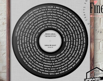 Custom Vinyl Record Song Lyrics Gift for Boyfiend - Best Friend Gift - Birthday Present - Anniversary Gift For Her - Mothers Day Gift