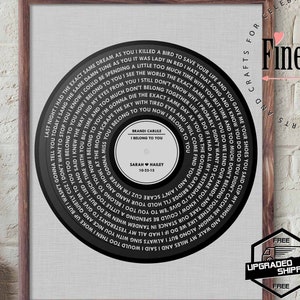 Custom Vinyl Record Song Lyrics Gift for Boyfiend - Best Friend Gift - Birthday Present - Anniversary Gift For Her - Mothers Day Gift