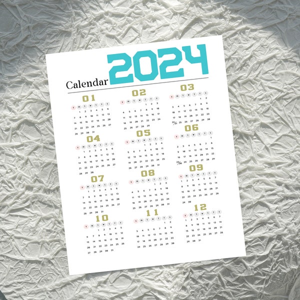 Yearly Calendar 2024 Fridge Etsy