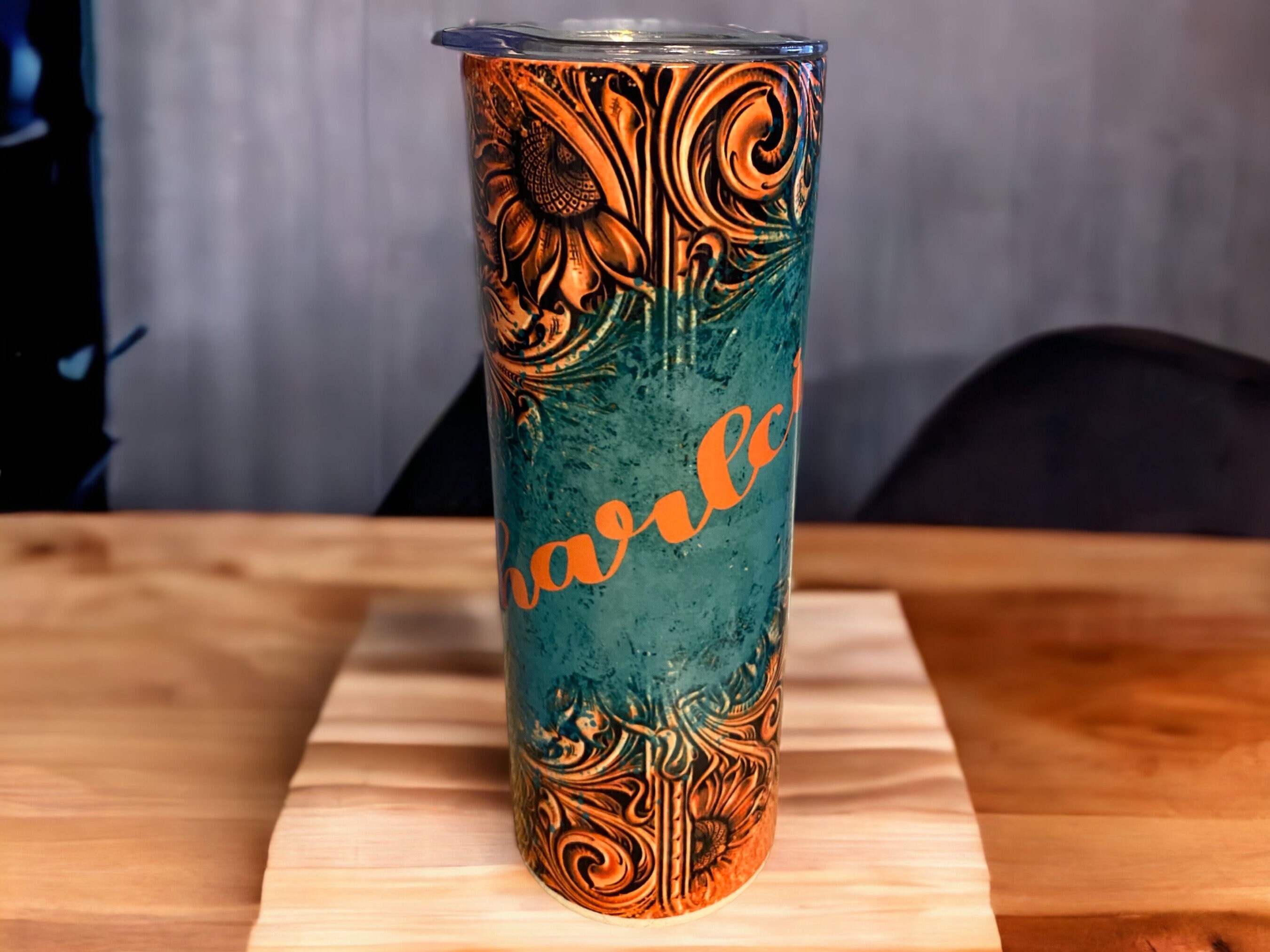 Western Tooled Leather Design with Sunflowers and Paisley Motif, Stanley  Engraved Tumbler, Personalized, Free Boot with Purchase