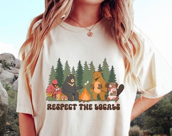 Respect Local Wildlife Shirt, Retro Camping Graphic Tee