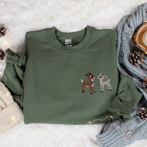 Classic Rudolph and Clarice Embroidered Sweatshirt, Embroidered Christmas Crewneck Sweatshirt, Custom Xmas Gift, Classic Christmas TV Movie