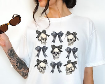 Dark Coquette Shirt, Coquette Halloween Shirt, Skeleton Bows Tshirt, Goth Halloween Shirt, Coquette Aesthetic, Spooky Season Shirt Goth Vibe