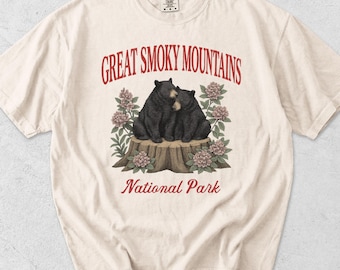 Smoky Mountains Vintage Black Bear T-shirt National Park Wildlife Shirt