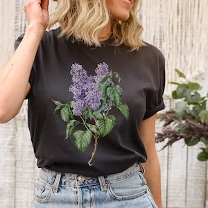Cottagecore Floral Lilac Shirt | Cottage Garden | Lilac Shirt | Gardening Botanical Plant Lady Wildflower Plants | Oversized Tshirt | Gift