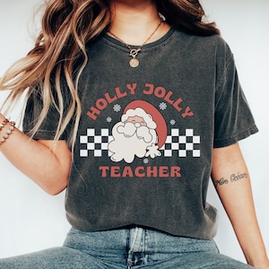 Teacher Christmas Shirt | Christmas Teacher | Retro Teacher Shirt | Holly Jolly Teacher | Santa Shirt | Teacher Team Shirt | Christmas Party
