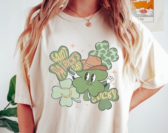 Retro St Patty's Day Comfort Colors Shirt, Womens Lucky Tee, Vintage St Patrick's Day Shirt, Day Drinking Shirt, Shamrock Clover Shirt