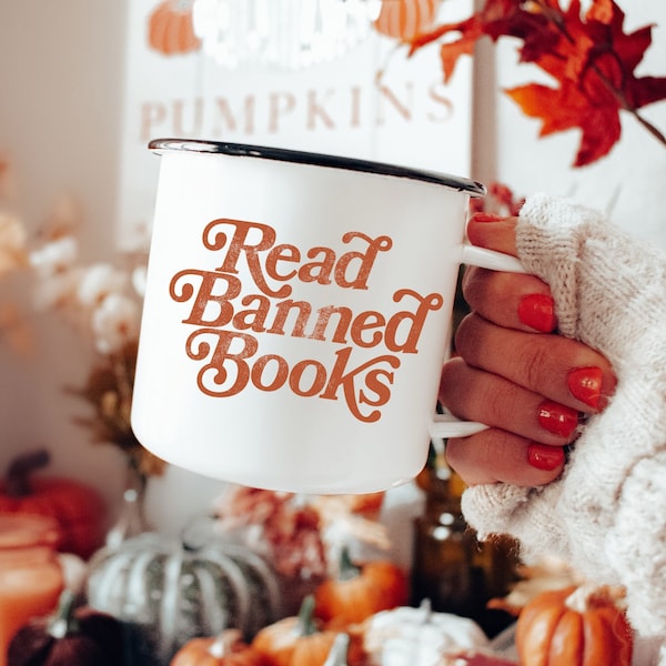 Read Banned Books Mug | Teacher Mug | Book Lover Mug | Social Justice Gift | Librarian Mug | Literary Mug | Stocking Stuffer | Equality