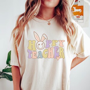 Teacher Easter Shirt | Easter Teacher | Easter Bunny | Hoppy Teacher | Retro Teacher Shirt | Teacher Teams Shirt | Teacher Gifts