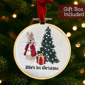 Baby&#39;s First Christmas Ornament, Embroidered New Baby Gift Custom Embroidered Ornament Keepsake Personalized Ornament for Baby 1st Christmas