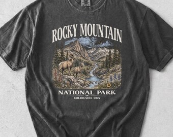 Rocky Mountain National Park 90s Retro Graphic T-shirt Colorado Vintage Nostalgia