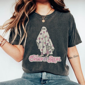 Retro Halloween Comfort Colors shirt, Creep it Real Shirt, Vintage Ghost Halloween Shirt, Spooky Season Witch Shirt, Retro Fall Shirt