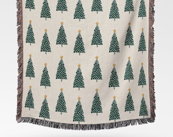 Woven Christmas Tree Throw Blanket, Holiday Home Decor