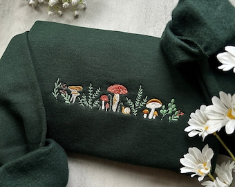 Embroidered Mushroom Sweatshirt, Cottagecore Embroidered Sweatshirt, Respect Wildlife, Camping Granola Girl Sweatshirt, Mushrooms Sweater