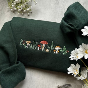 Embroidered Mushroom Sweatshirt, Cottagecore Embroidered Sweatshirt, Respect Wildlife, Camping Granola Girl Sweatshirt, Mushrooms Sweater
