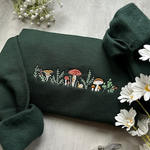 Embroidered Mushroom Sweatshirt, Cottagecore Embroidered Sweatshirt, Respect Wildlife, Camping Granola Girl Sweatshirt, Mushrooms Sweater