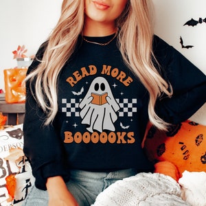 Teacher Halloween Sweatshirt | Halloween Teacher Shirt | Read More Books | Spooky Teacher Ghost | Teacher Teams Shirt | Halloween Party |