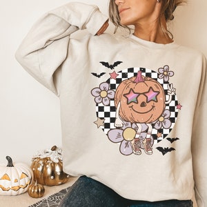 Groovy Pumpkin Sweatshirt | Retro Halloween Sweatshirt | Hippie Halloween | Spooky Season | Pumpkin Sweatshirt | Spooky Vibes |