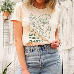 Eat More Plants Shirt | Vegetarian Shirt | Plant Based | Vegetable Garden Vegan Hippie Cottagecore | Botanical | Oversized T-Shirt | Vintage