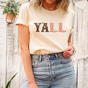 Y&#39;all Cowgirl Boots Graphic Tee | Southern Bachelorette Party Shirt