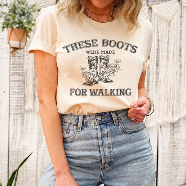 Boots Made for Walking Graphic Tee Shirt  | Western | Country Music Nashville Retro Vibe | Oversized T-Shirt | Vintage
