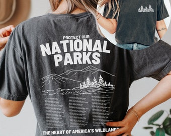 Pull ras du cou Parcs nationaux, Protégez nos parcs nationaux, Chemise montagne Park Ranger, Vêtements de camping rétro écologiques, Granola Girl, Forêt