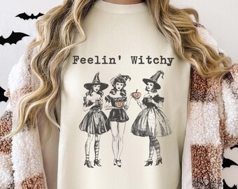 Retro Hexe Halloween Shirt, Vintage Halloween Shirt, feministisches Tshirt, Witchy Goth Halloween Shirt, gruselige Saison Shirt Goth Vibe Ästhetik