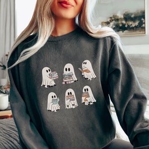 Sudadera de Halloween del maestro, maestro de Halloween, leer más libros, camisa de lectura de fantasmas, sudadera de Halloween de camping, fantasma del maestro espeluznante