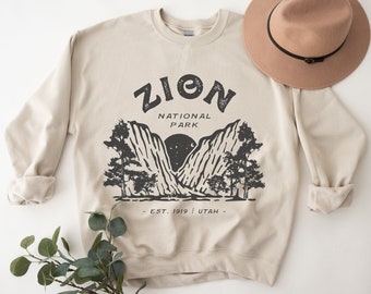 Moletom do Parque Nacional de Zion | Cânion de Utah | Caminhada, Acampamento ao Ar Livre, Natureza | Presente do Parque Nacional | Camiseta Grande | Vintage