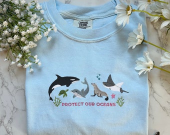 Respect Local Wildlife Embroidered Tshirt, Protect National Parks, Camping Outdoors Granola Girl Shirt, Environmental Tshirt, Comfort Colors