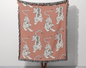 Tiger Woven Blanket, Abstract Modern Throw, Tiger Throw Blanket, Animal Blanket, Cat, Woven Throw Blanket, Wall Tapestry, Woven Tapestry