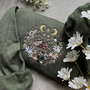 Cottagecore Butterfly Embroidered Sweatshirt, Respect Wildlife Sweatshirt, Camping Outdoors Granola Girl Sweatshirt, Cottagecore Clothing