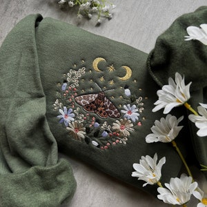 Cottagecore Butterfly Embroidered Sweatshirt, Respect Wildlife Sweatshirt, Camping Outdoors Granola Girl Sweatshirt, Cottagecore Clothing