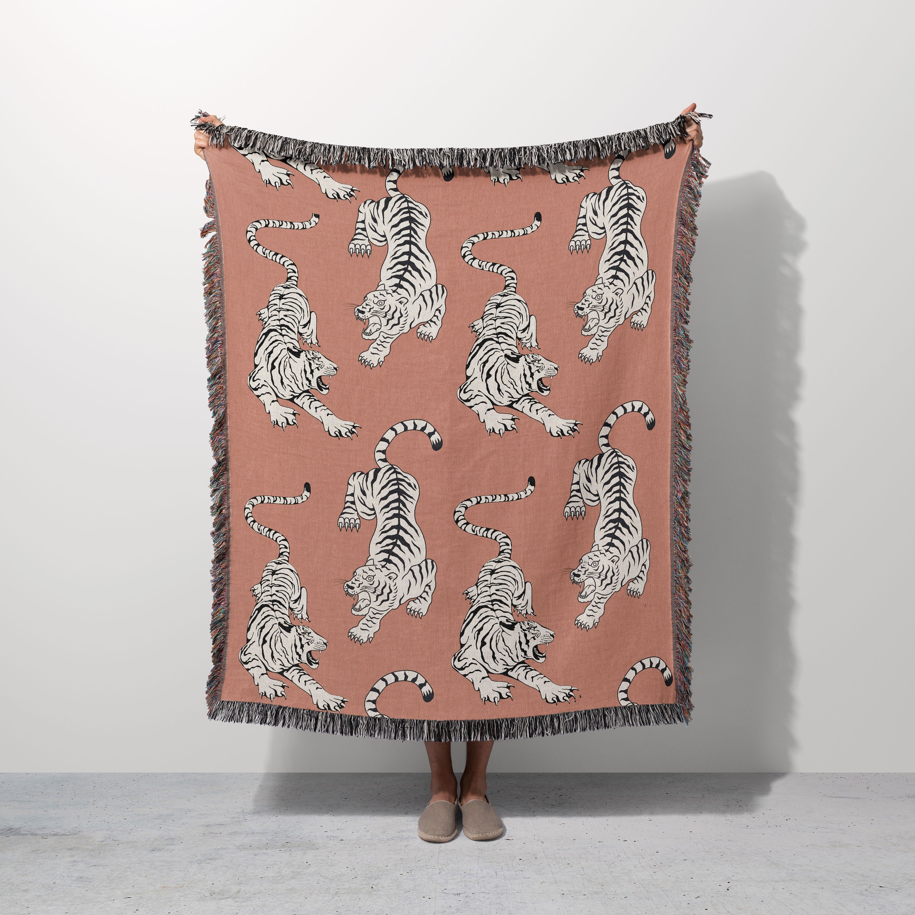 Tiger pink woven throw hotsell