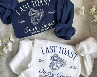Pull ras du cou brodé sur la plage, dernier toast sur la côte, cadeau de mariage