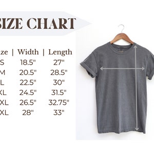 May include: Size chart for a t-shirt with measurements in inches for width and length. Sizes include S, M, L, XL, 2XL, and 3XL.
