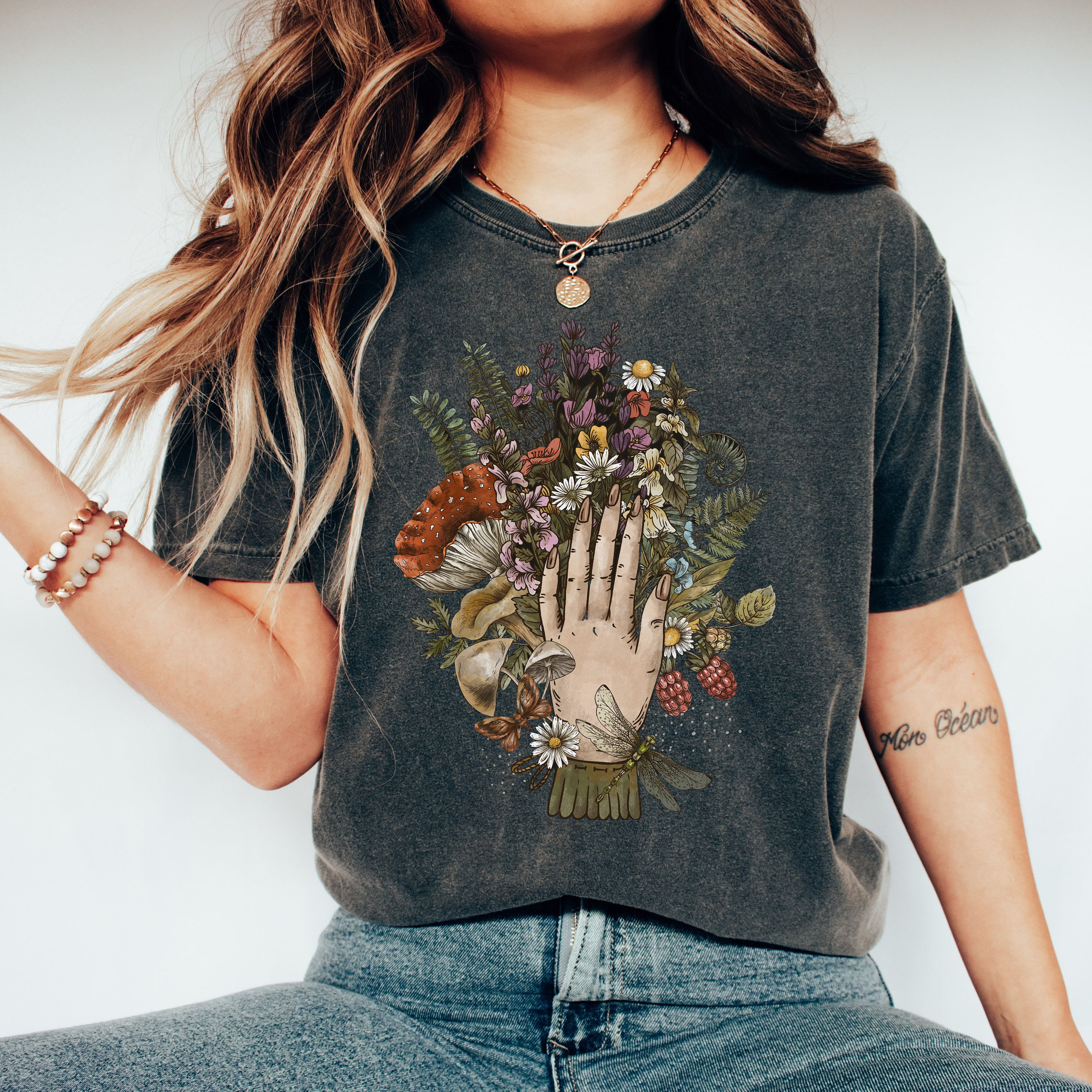 Women Retro Cross Graphic Ribbed Grunge Tops Y2K Round-Neck