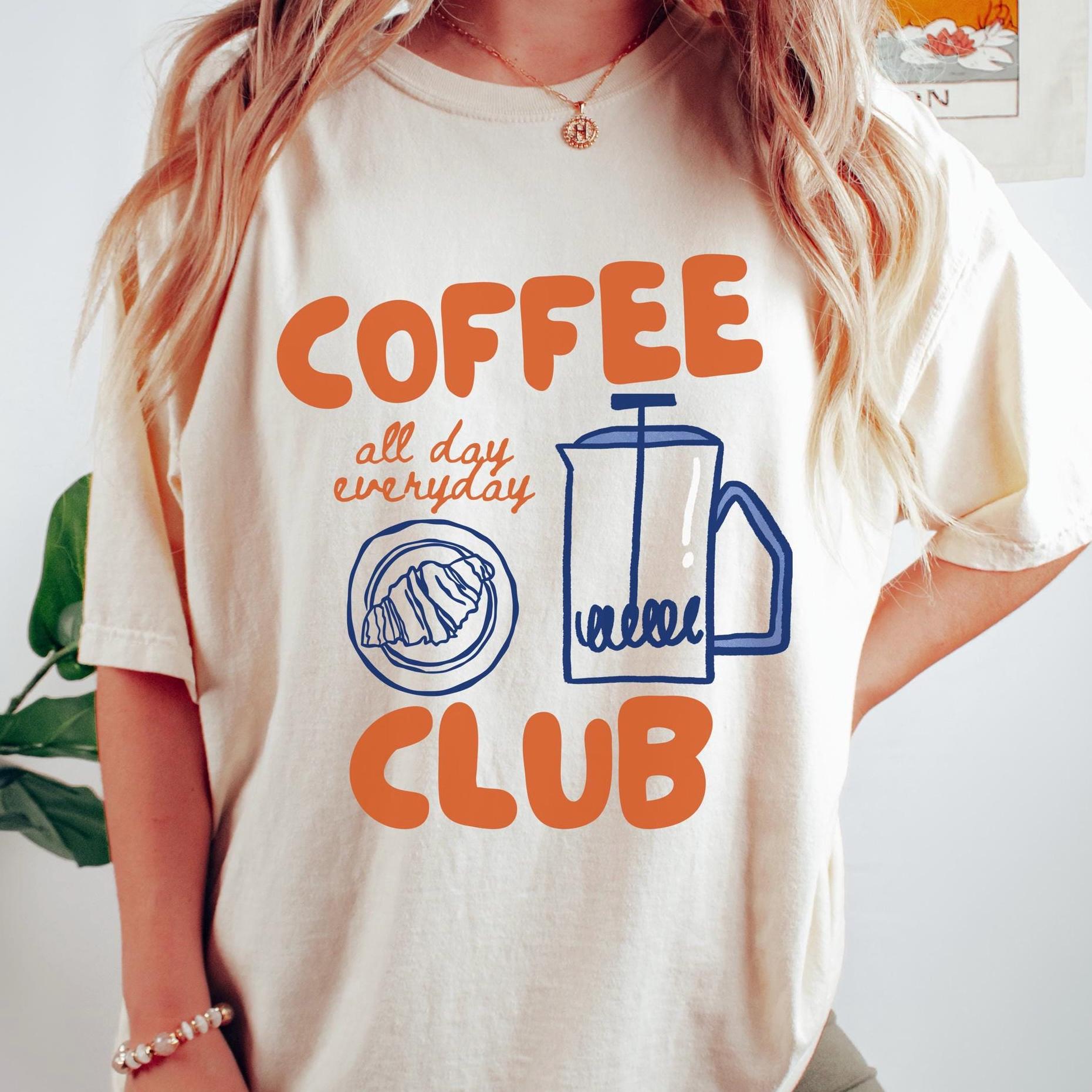 Retro Coffee Club T-shirt, Croissant Graphic Tee - Etsy