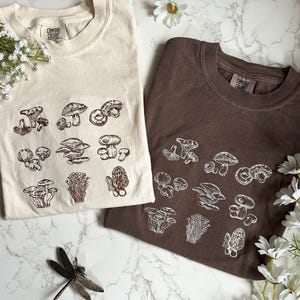 Embroidered Mushroom T-shirt, Cottagecore Embroidered Sweatshirt, Respect Local Wildlife, Camping Granola Girl T-shirt, Mushrooms Shirt