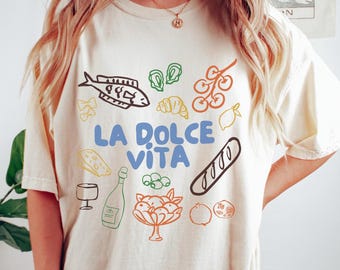 La Dolce Vita Italian Market Shirt Sardines Shirt Oysters  Shirt Tomato Girl Summer Amalfi Coast Shirt Lobster Shirt Portofino Shirt