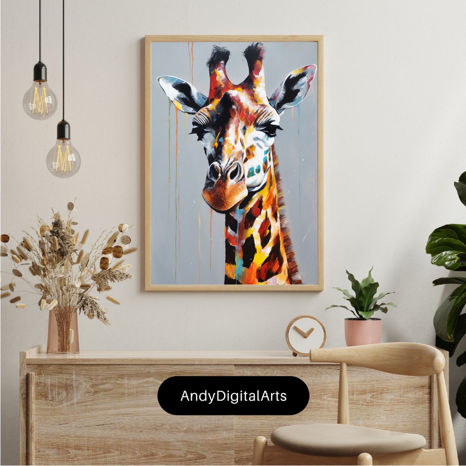 Giraffe Wall Decor Printable DIY Nursery Art Watercolor Giraffe Digital ...