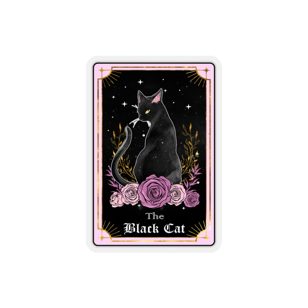 Pink and Black THE BLACK CAT Tarot Card Kisscut Stickers Etsy