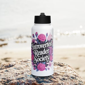 Introverted Readers Club Stainless Steel Water Bottle with Straw Lid – Reader Gift, Durable Drinkware for Book Lovers